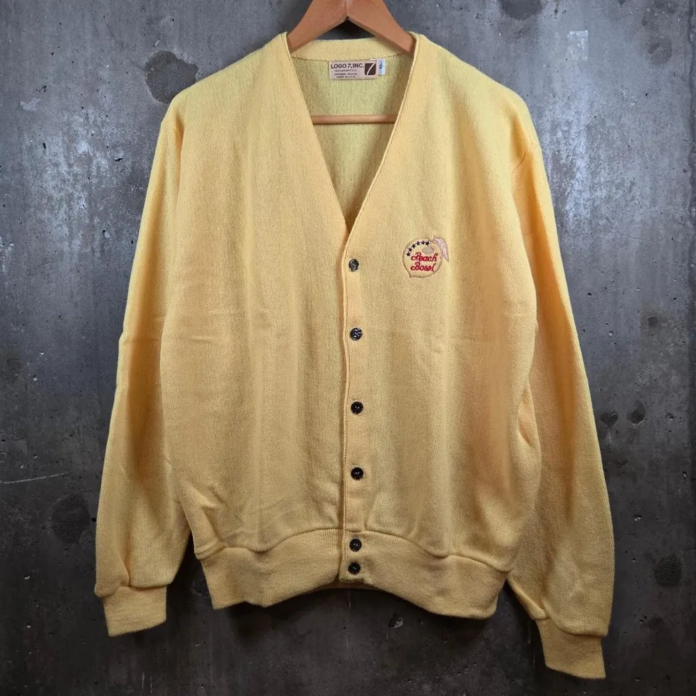 1980s Yellow Cardigan Sweater, photographed by Sniffing Dog Vintage