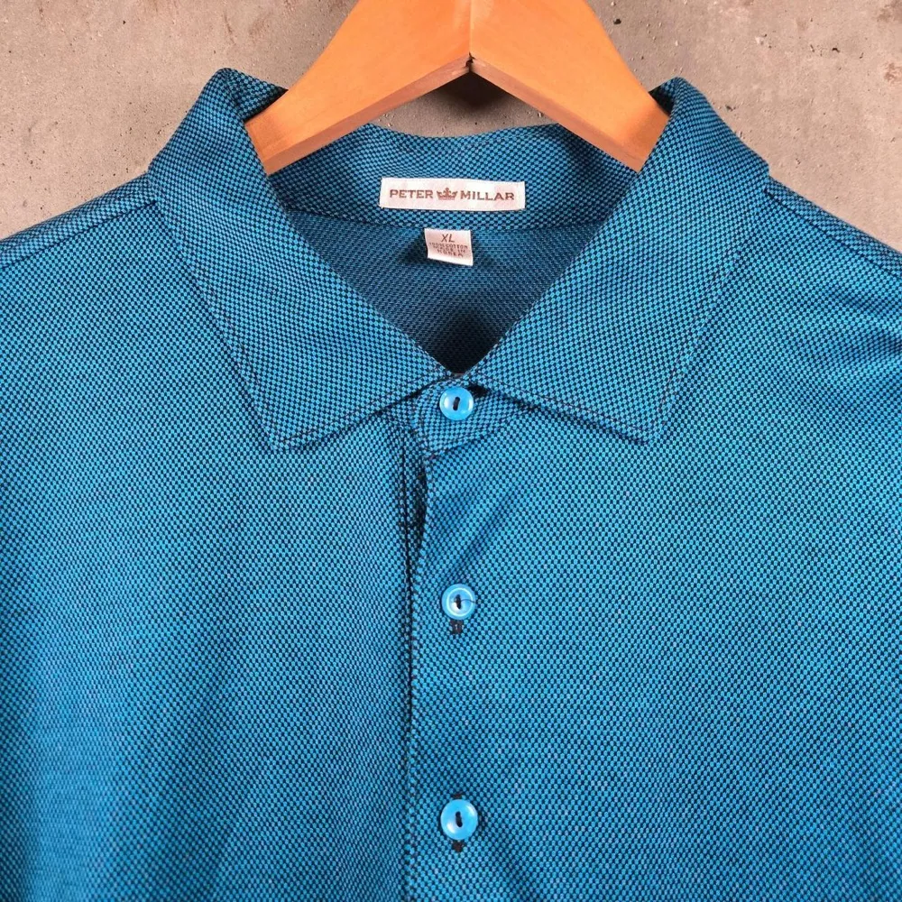 Peter Millar Teal Geometric Dot Polo by Peter Millar, photographed by Sniffing Dog Vintage