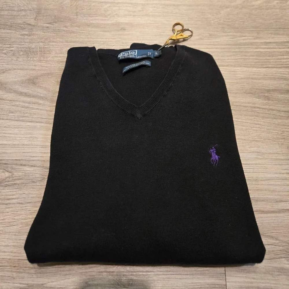 Ralph Lauren Black V-Neck, Purple Pony by Polo Ralph Lauren, photographed by Sniffing Dog Vintage